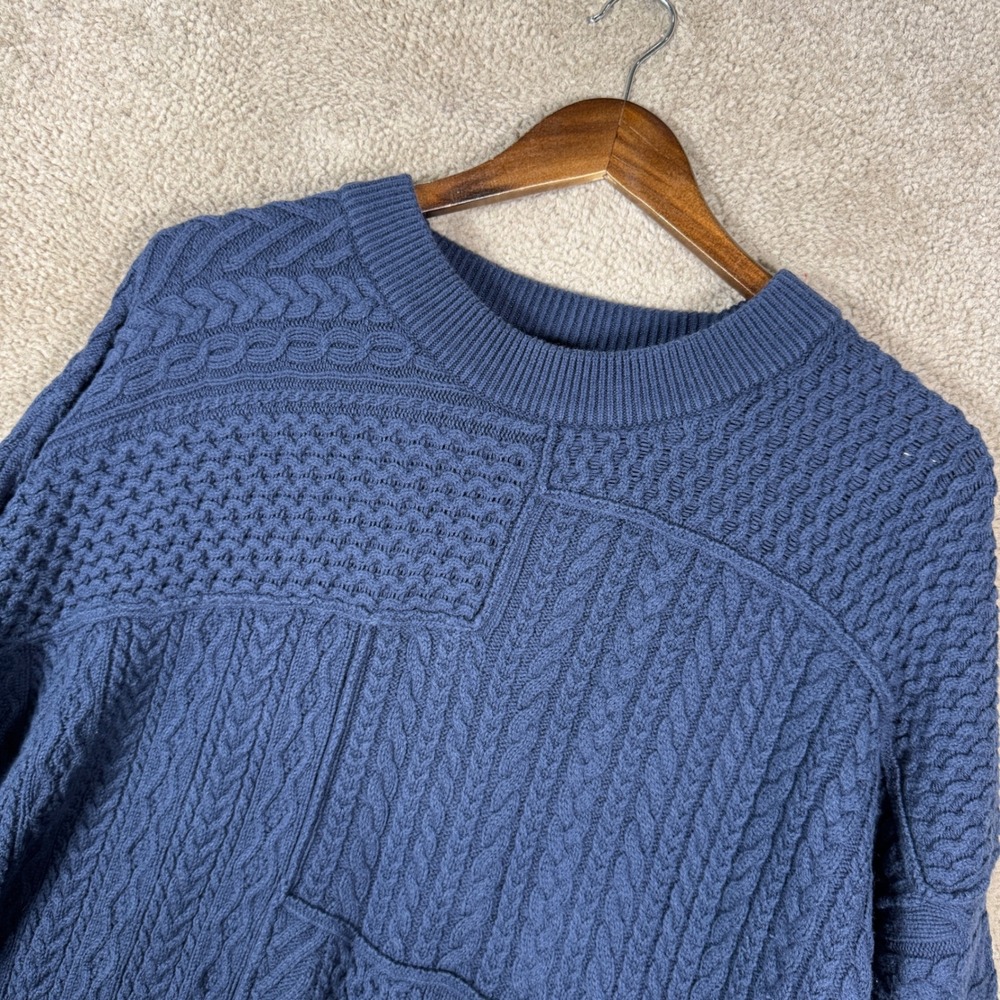 Vineyard Vines Sweater Womens XL Blue‎ Cable Knit Merino Wool Blend Pulover Knit